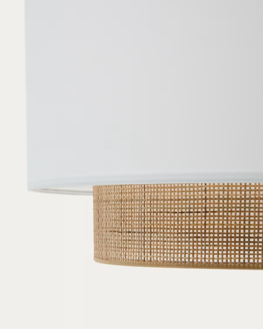 Kave Home Erna bamboo ceiling lamp shade in a natural and white finish Ø 60 cm