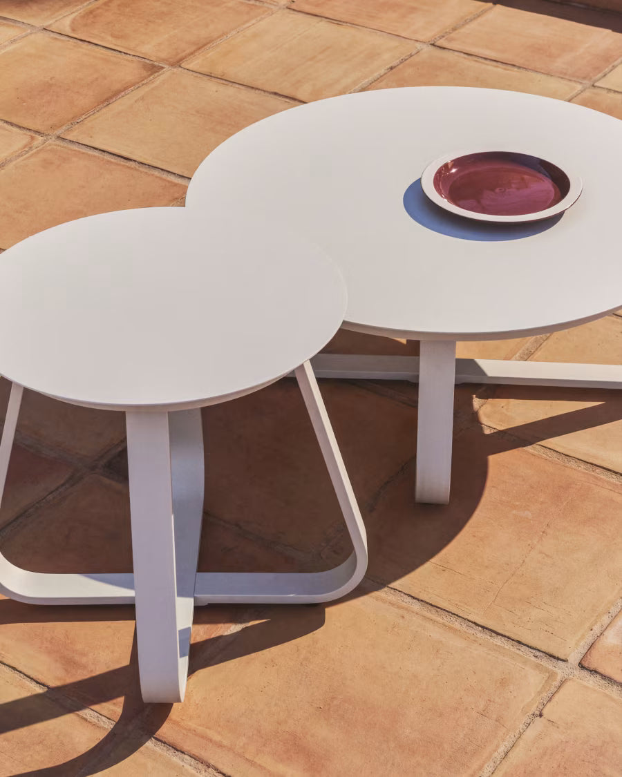 Kave Home Tamaris Ecru Aluminium Outdoor Side Table Ø48cm