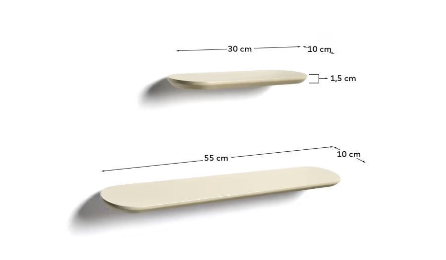 Kave Home Arely Set of 2 MDF Shelves with Beige Lacquer Finish 35 cm/55 cm