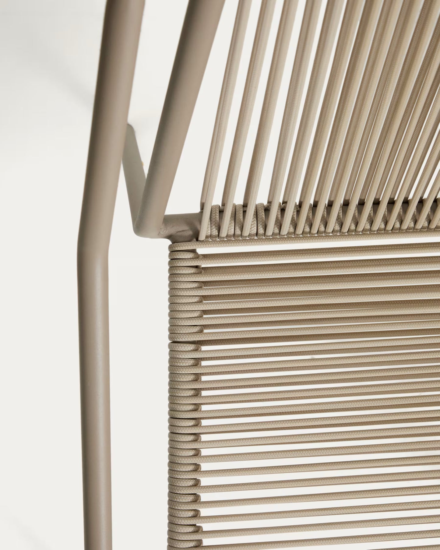 Kave Home Zivia Stackable Outdoor Chair in Ecru Rope Cord and Taupe Galvanised Steel