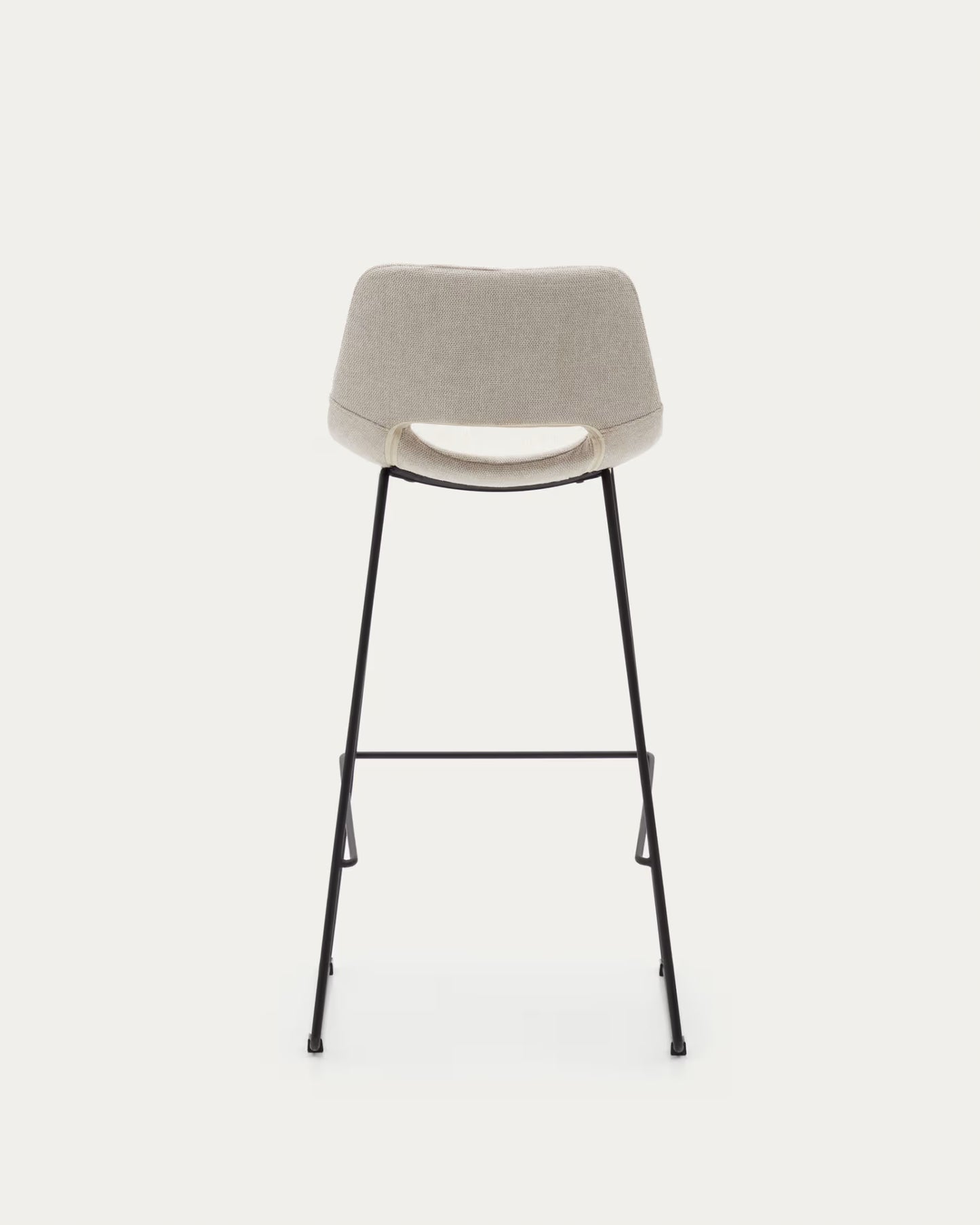 Kave Home Zahara Beige Stool with Steel in a Black Finish, Height 76 cm FSC 100%