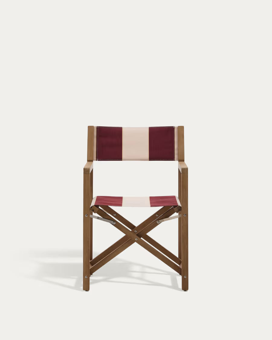 Kave Home Vilara Burgundy and Beige Striped Outdoor Folding Chair Set of 2 Made of FSC 100% Solid Acacia Wood (Copy)