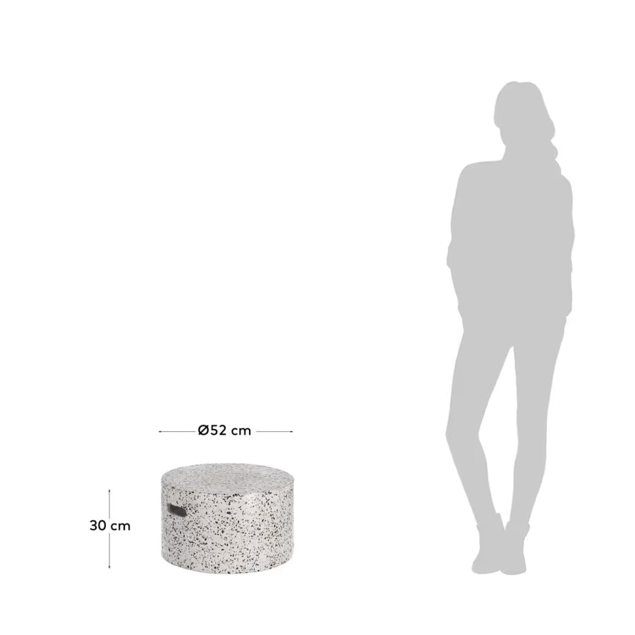 Kave Home Jenell Outdoor Terrazzo Coffee Table in White, Ø 52 cm