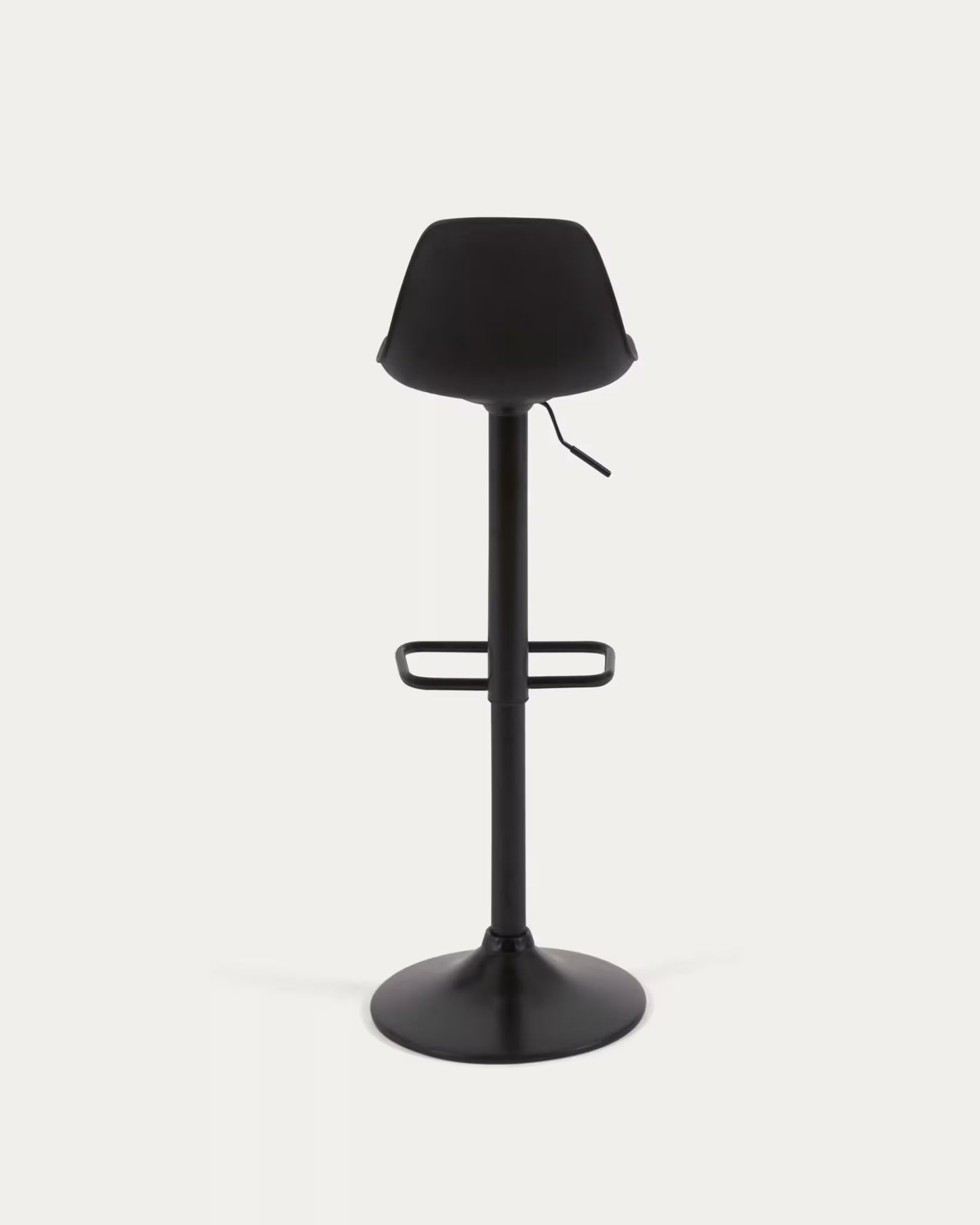 Kave Home Orlando-T Barstool - Black Polyurethane and Matt Black Steel 60-82 cm