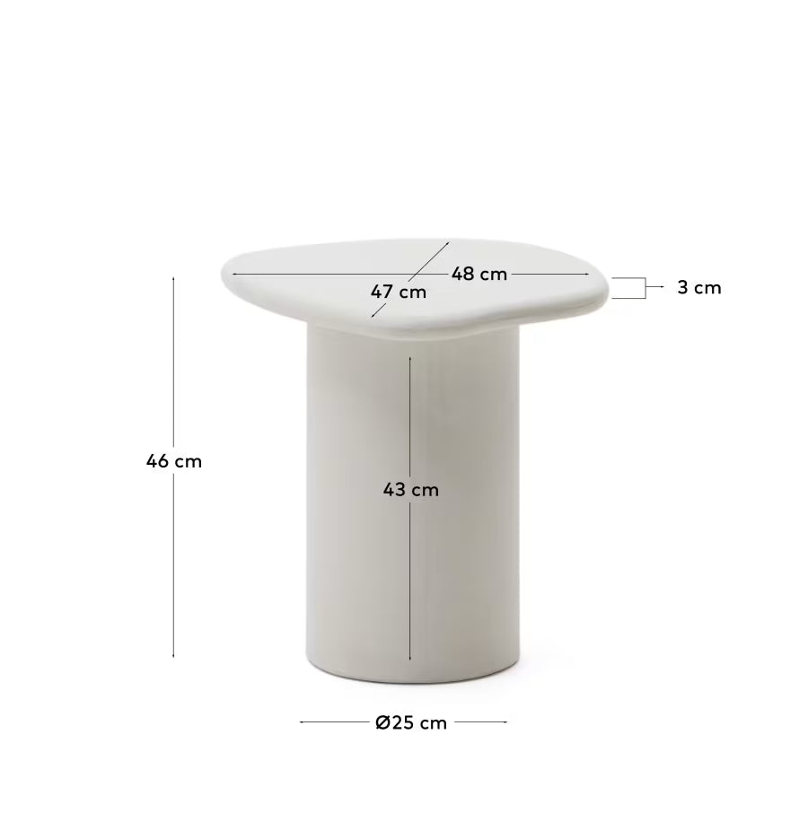 Kave Home Macarella White Cement Side Table, 48 x 47 cm