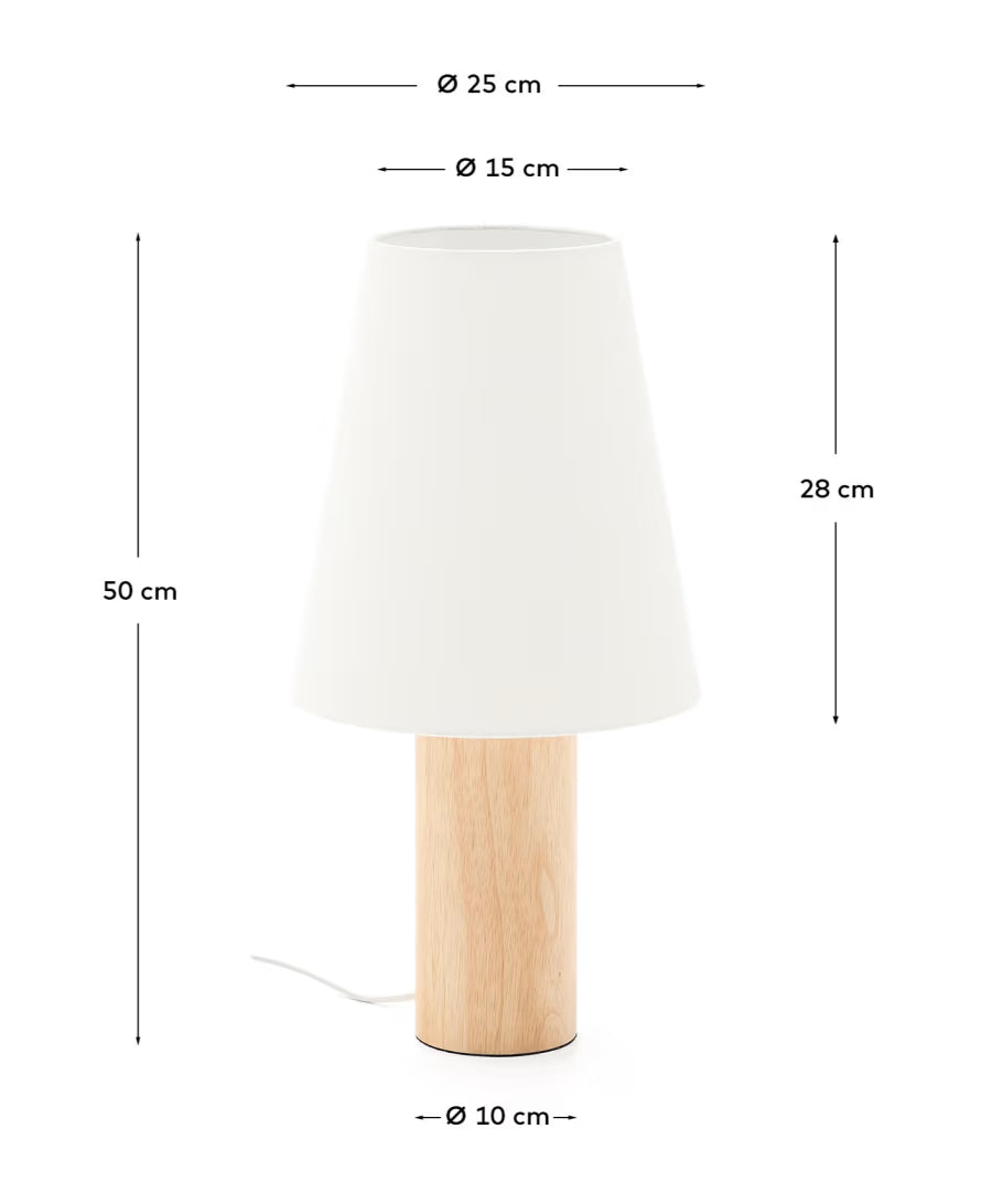 Kave Home Marga Table Lamp Made From Solid Rubber Wood with Natural Finish