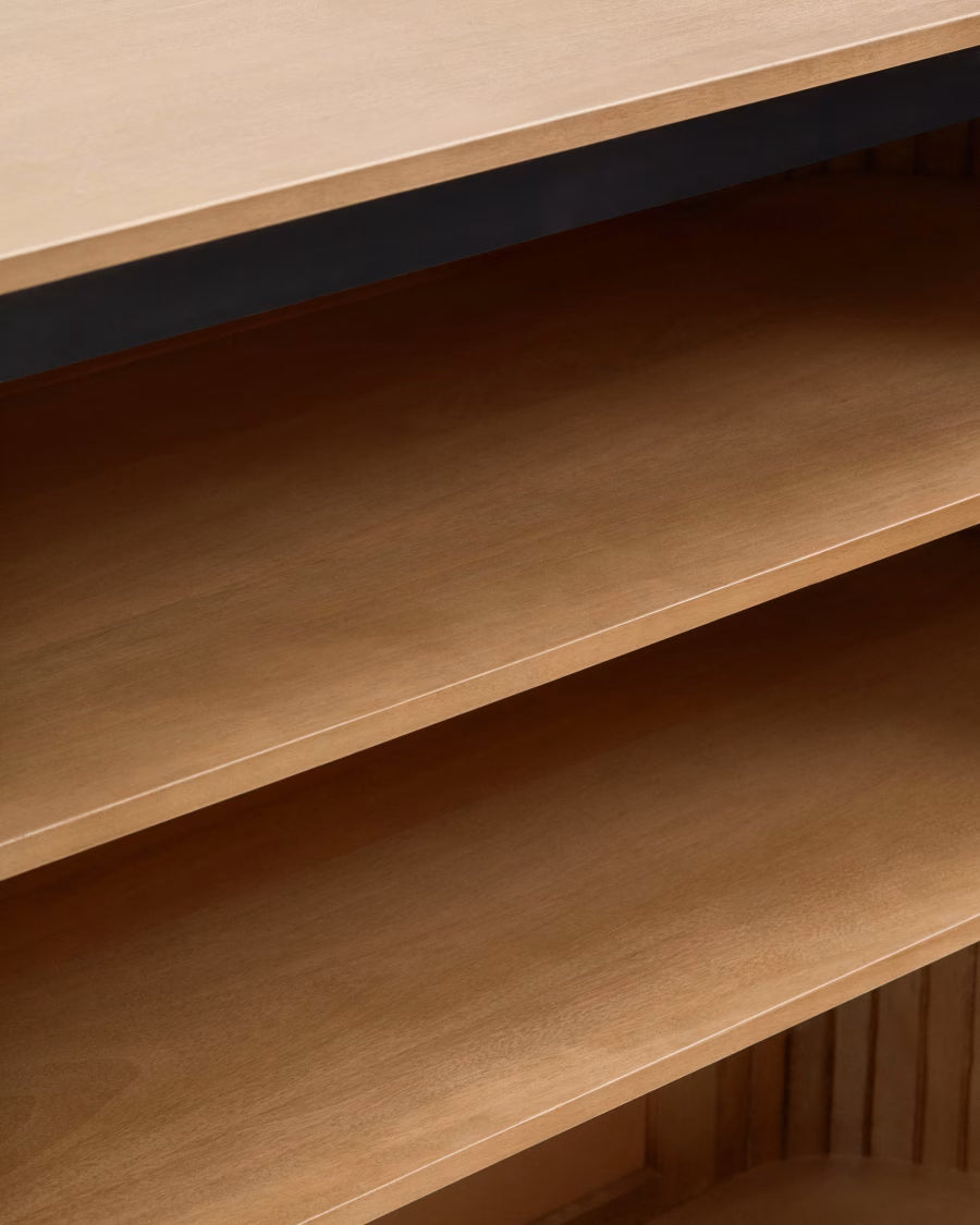 Kave Home Licia Solid Mango Wood Bookshelf with Painted Black Metal, 120 x 90 cm