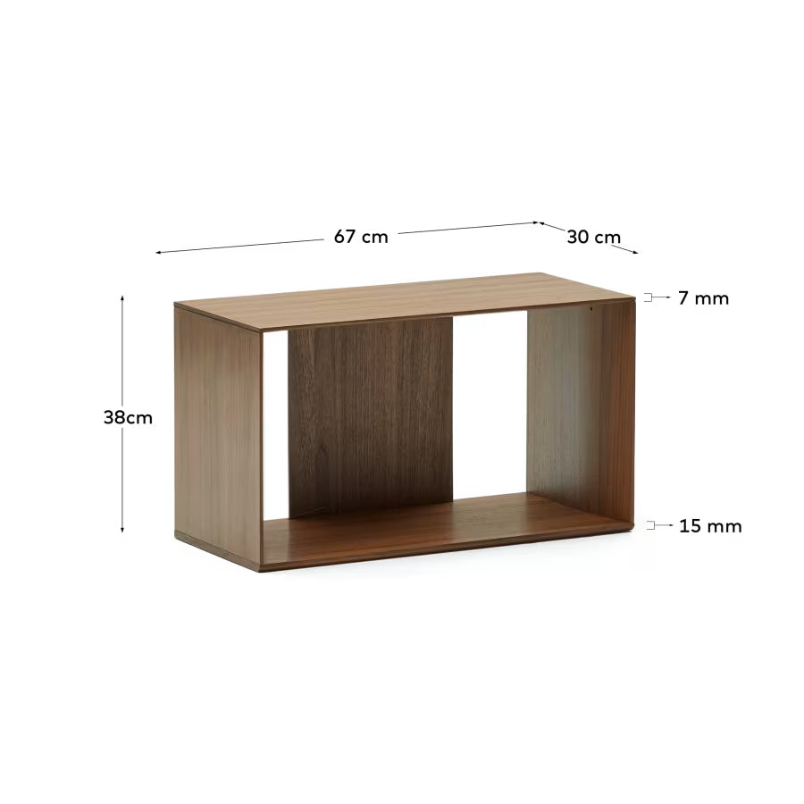 Kave Home Litto Medium Shelf Module in Walnut Veneer, 67 x 38 cm