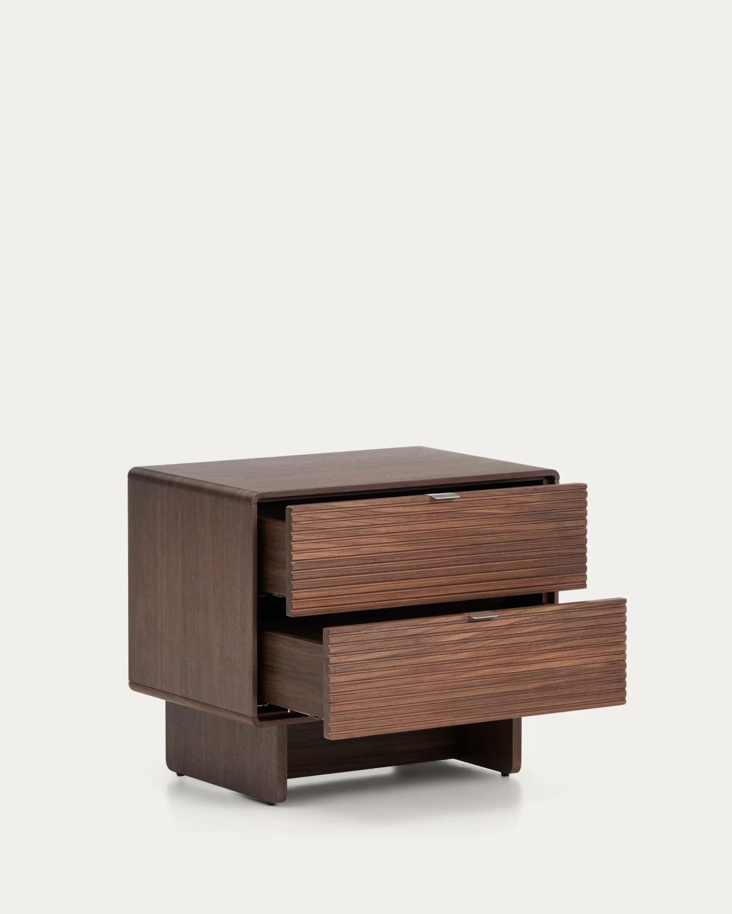 Kave Home Norlen 2-Drawer Bedside Table in Walnut Veneer FSC Mix Credit 60 x 52 cm