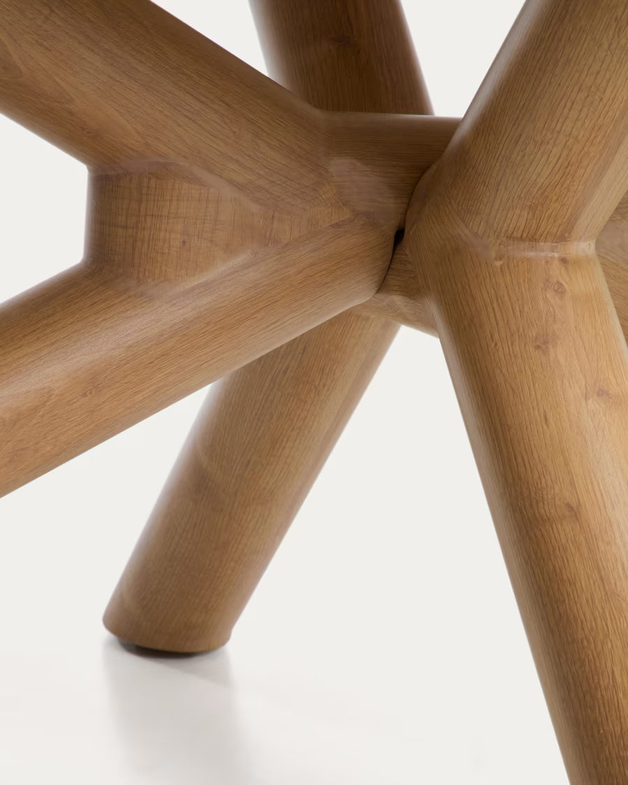 Kave Home Mirtia Outdoor Table in Wood-Effect Aluminium and Ecru Sintered Stone 240 x 110cm