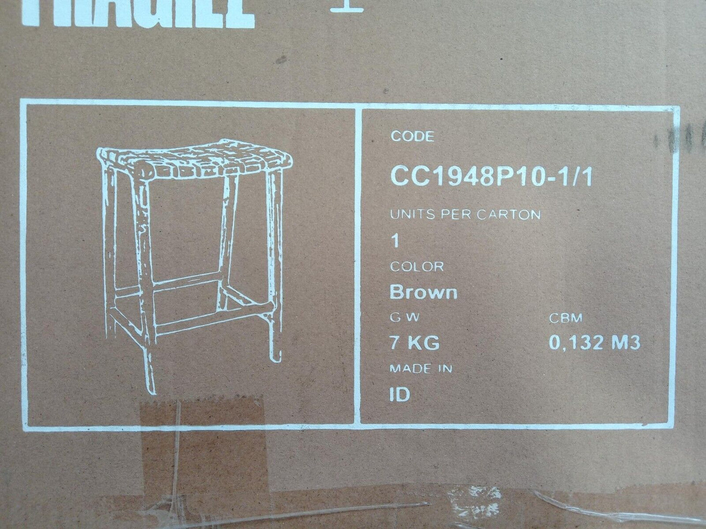 Kave Home Calixta 67 cm High Stool - Teak & Hand-braided Leather - Unstable