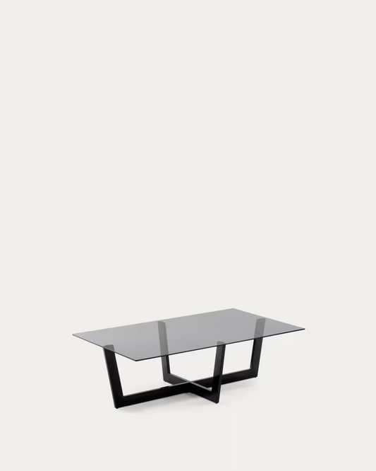 Kave Home Black glass Plam coffee table 120 x 70 cm
