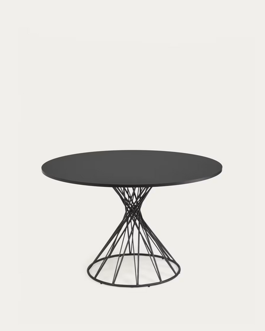 Kave Home Niut round Ø 120 cm black laquered DM table with steel legs with black
