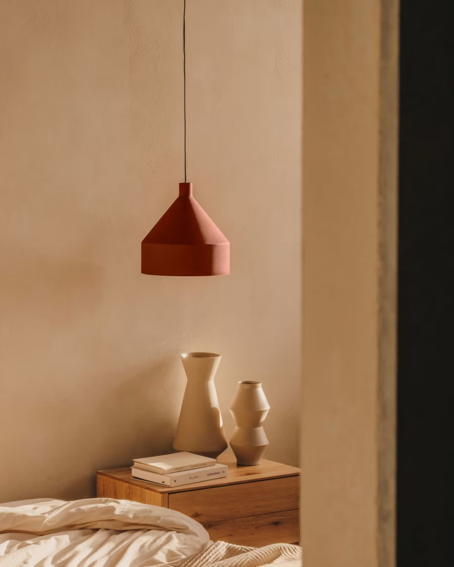 Kave Home Peralta ceiling lamp in metal with a terractotta painted finish, Ø 30
