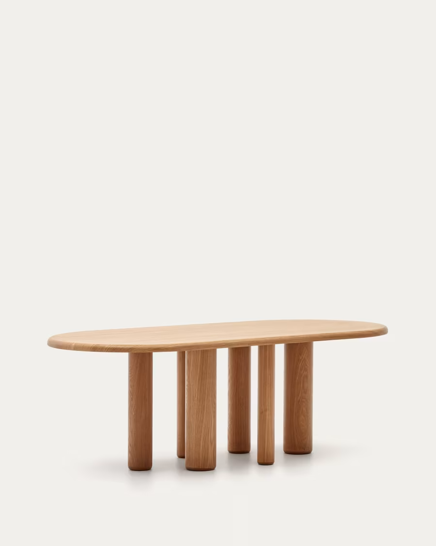 Kave Home Mailen oval table in ash wood veneer with natural finish, Ø 220 x 105