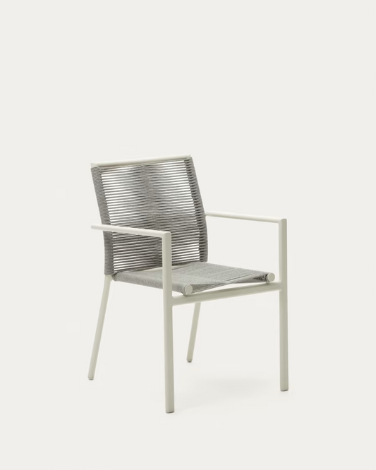 Kave Home 4 x Culip aluminium and cord stackable outdoor chair in white