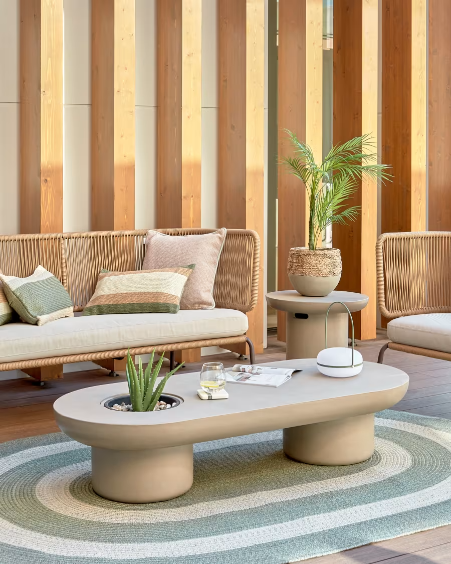 Kave Home Taimi concrete outdoor coffee table Ø 140 x 60 cm