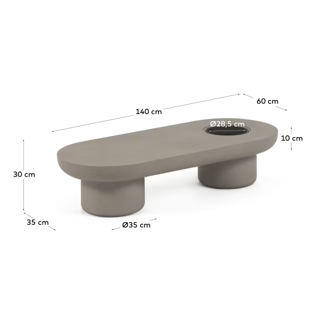 Kave Home Taimi concrete outdoor coffee table Ø 140 x 60 cm