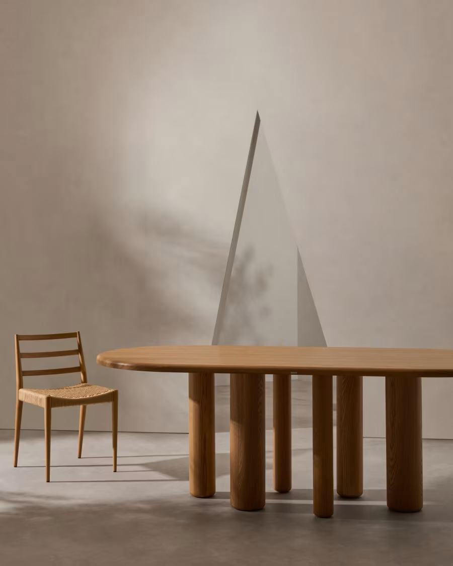 Kave Home Mailen oval table in ash wood veneer with natural finish, Ø 220 x 105