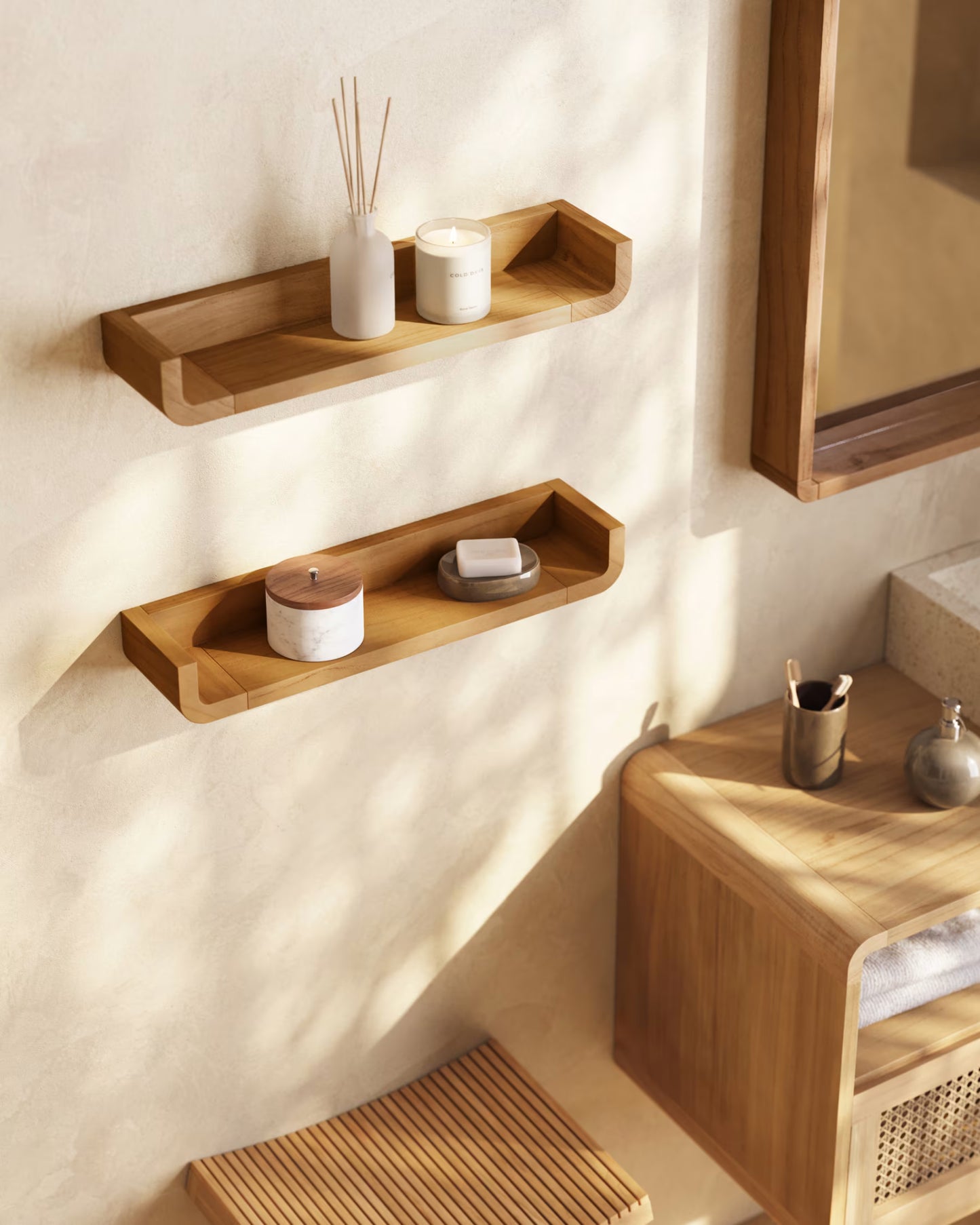 Kave Home Shamel Set of 2 Solid Teak Shelves 50 x 5 cm