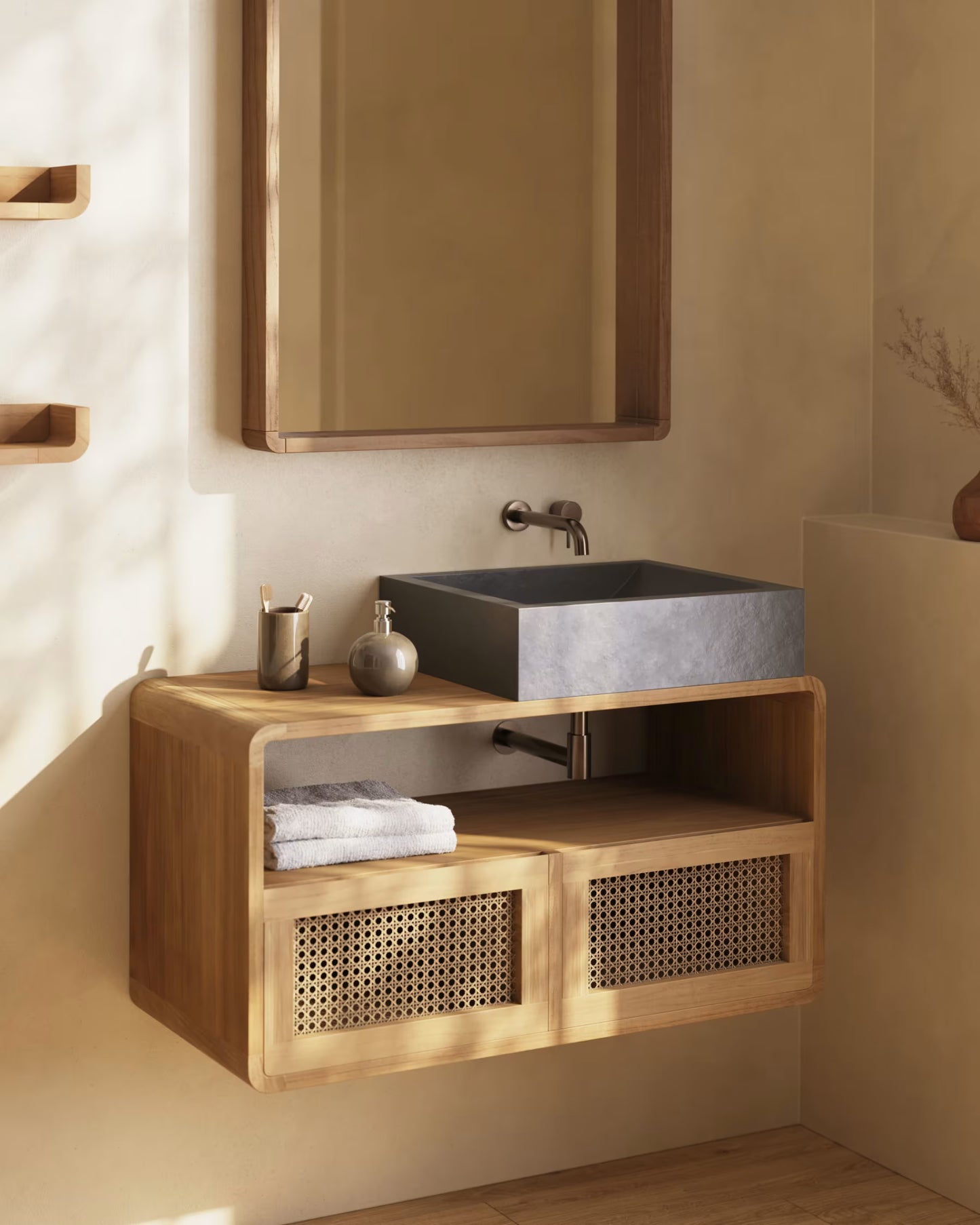 Kave Home Delina Countertop Washbasin in Black Terrazzo 40 x 45 cm