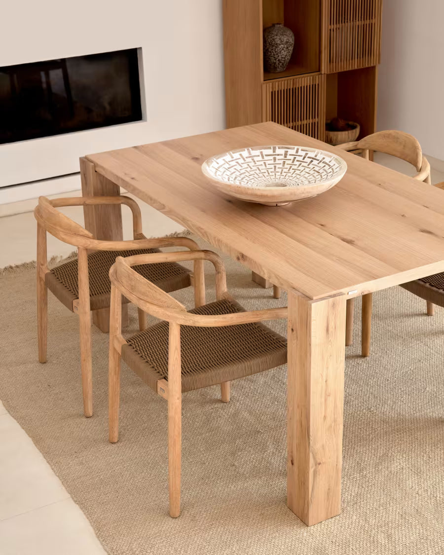 Kave Home Deyanira Table with Oak Veneer and Solid Oak Legs 160 x 90 cm