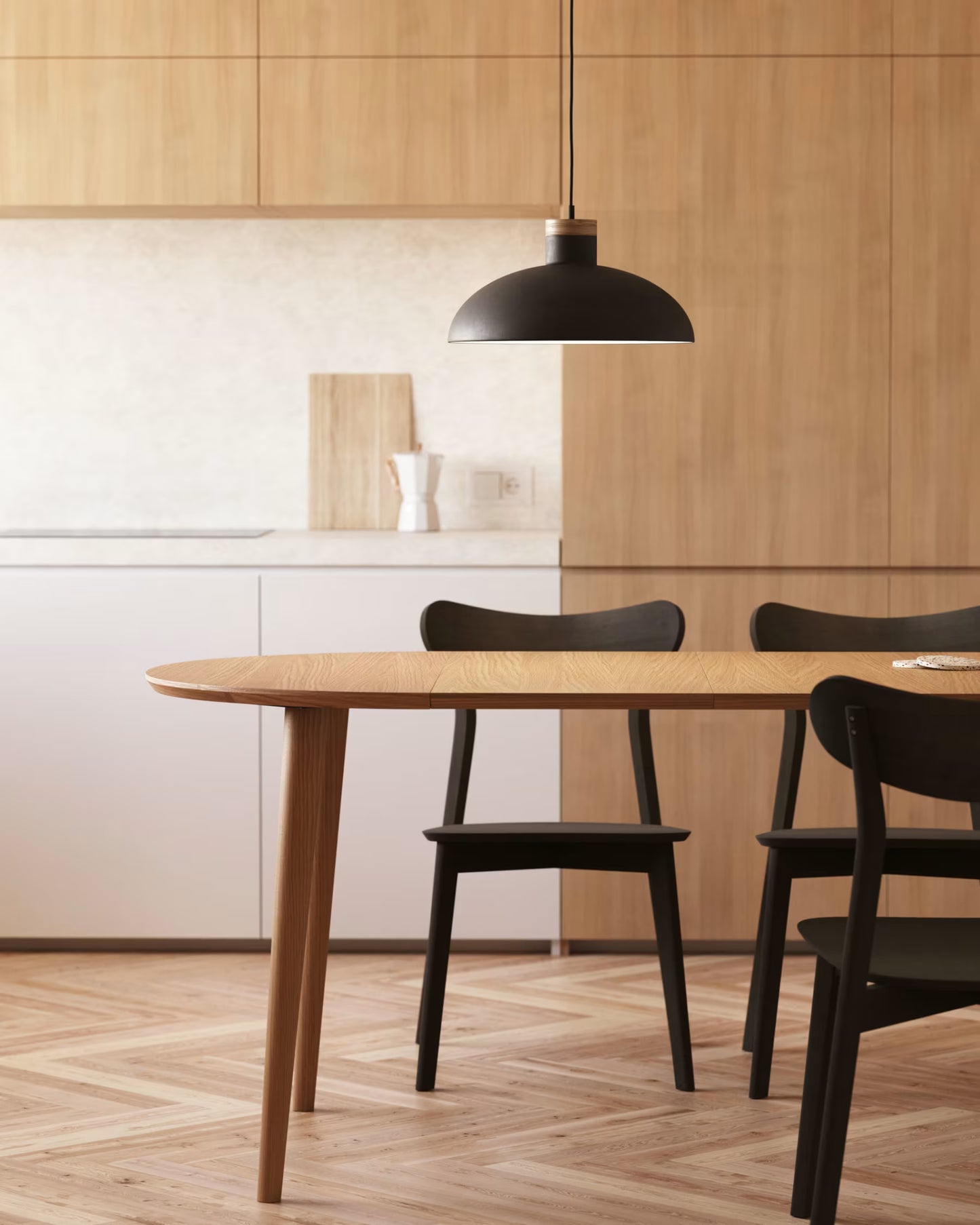 Kave Home Oqui Extendable Oak Veneer Table with Solid Wood Legs 160 (260) x 100 cm