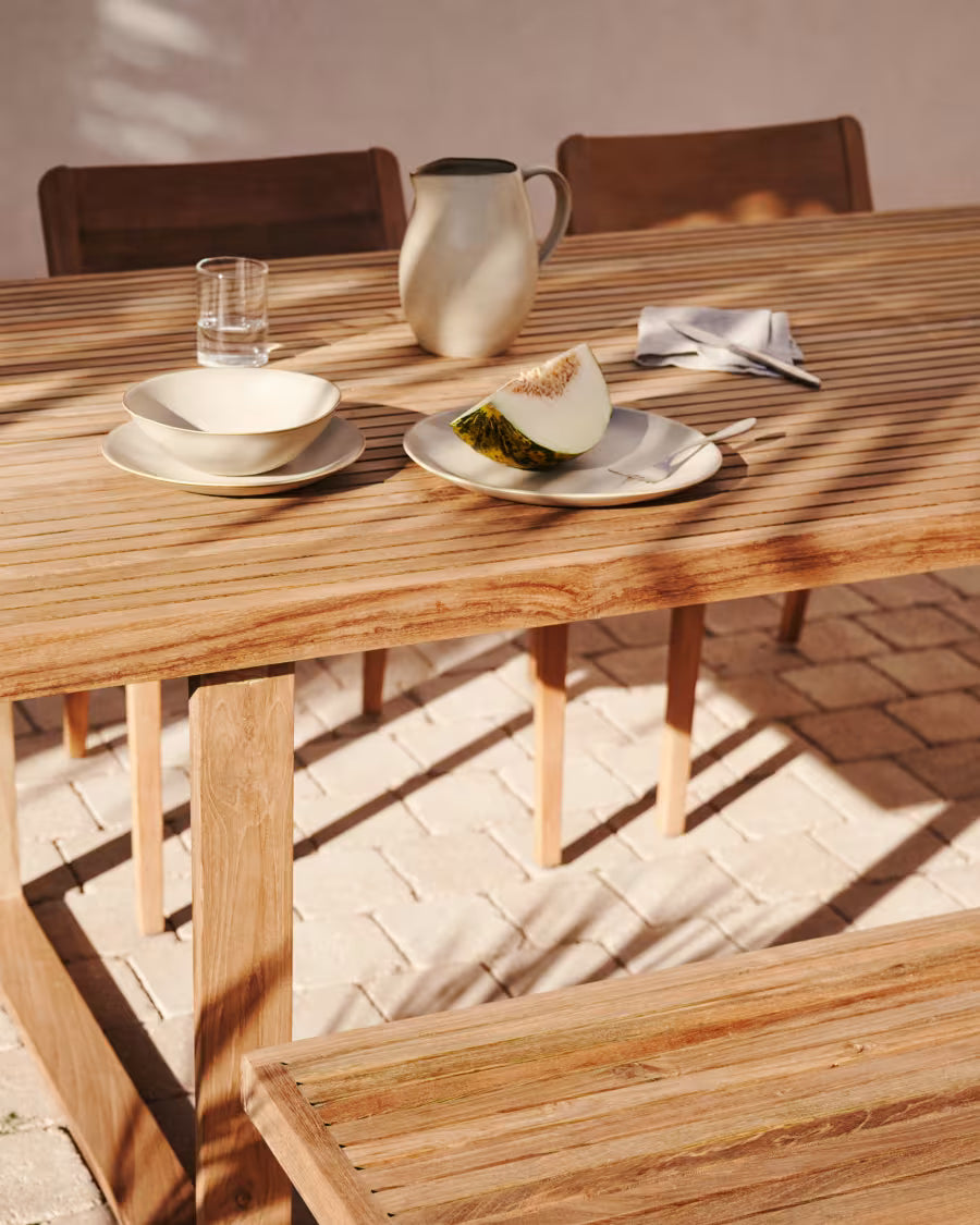 Kave Home Canadell 100% Outdoor Table in Solid Teak Wood, 220 x 100 cm
