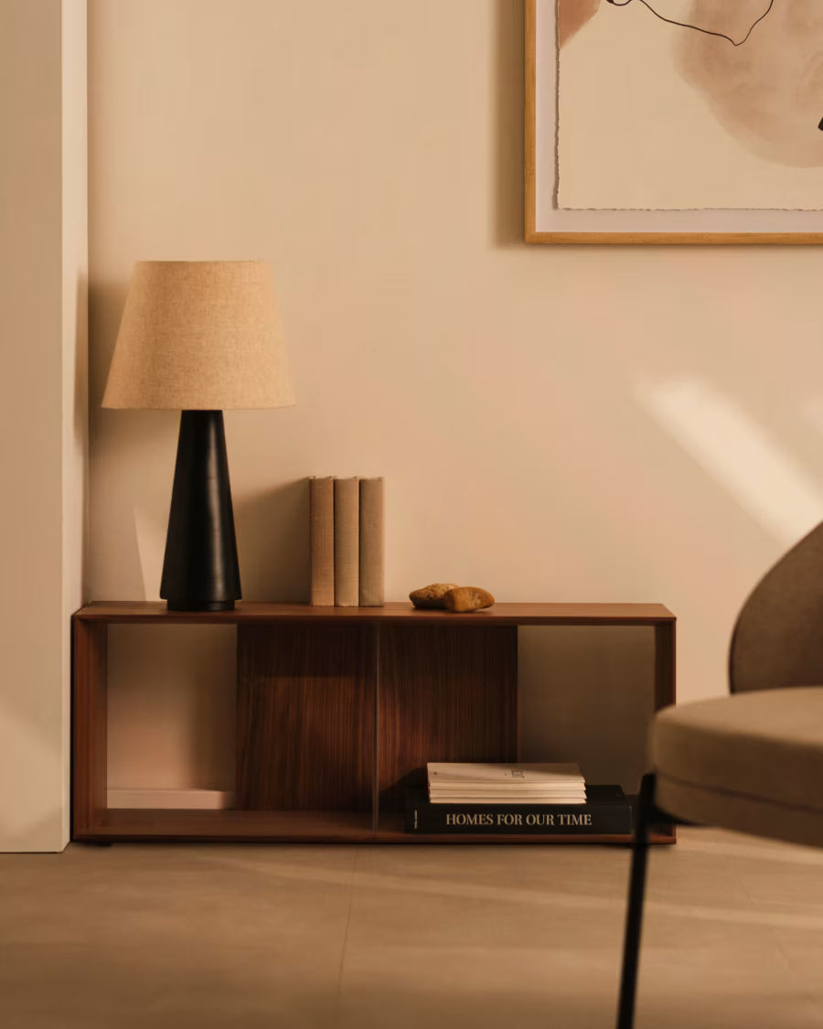 Kave Home Litto Large Shelf Module in Walnut Veneer, 101 x 38 cm