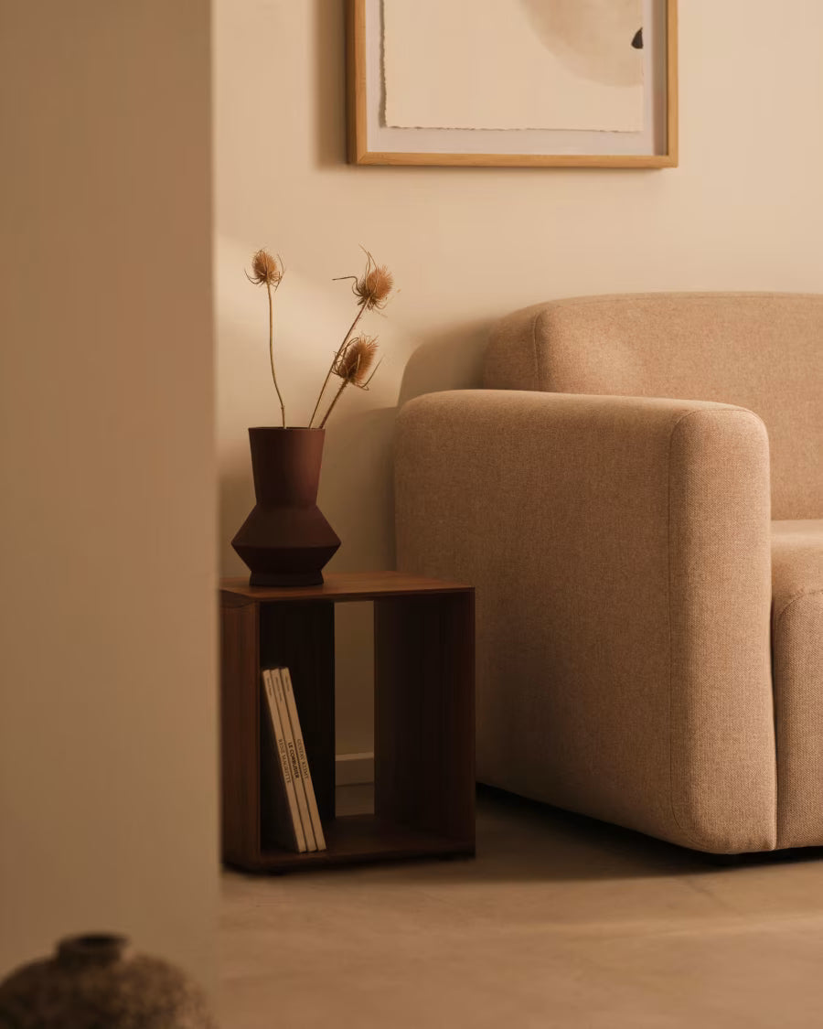 Kave Home Litto Small Shelf Module in Walnut Veneer, 34 x 38 cm