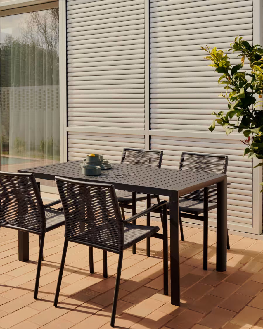 Kave Home Culip Stackable Outdoor Chair in Aluminium and Cord in Grey