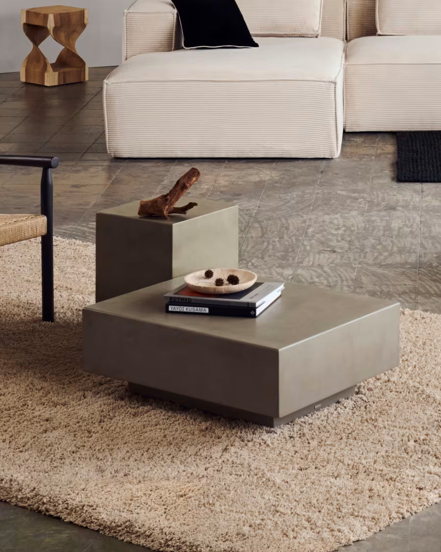 Kave Home Rustella Cement Coffee Table, 80 x 60 cm