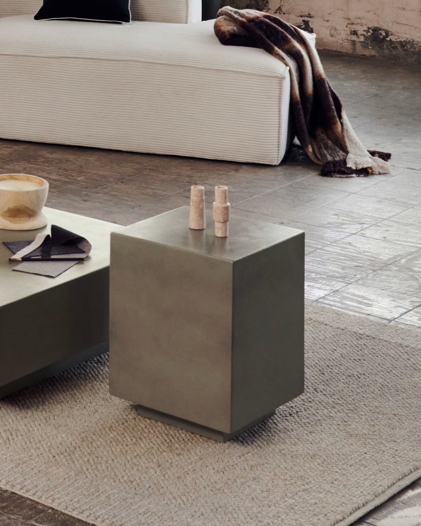 Kave Home Rustella Cement Side Table, 35 x 35 cm
