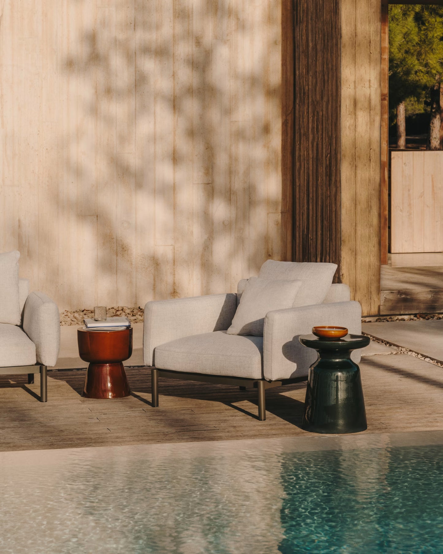 Kave Home Mesquida Outdoor Side Table in Ceramic with Glazed Terracotta Finish Ø 36cm