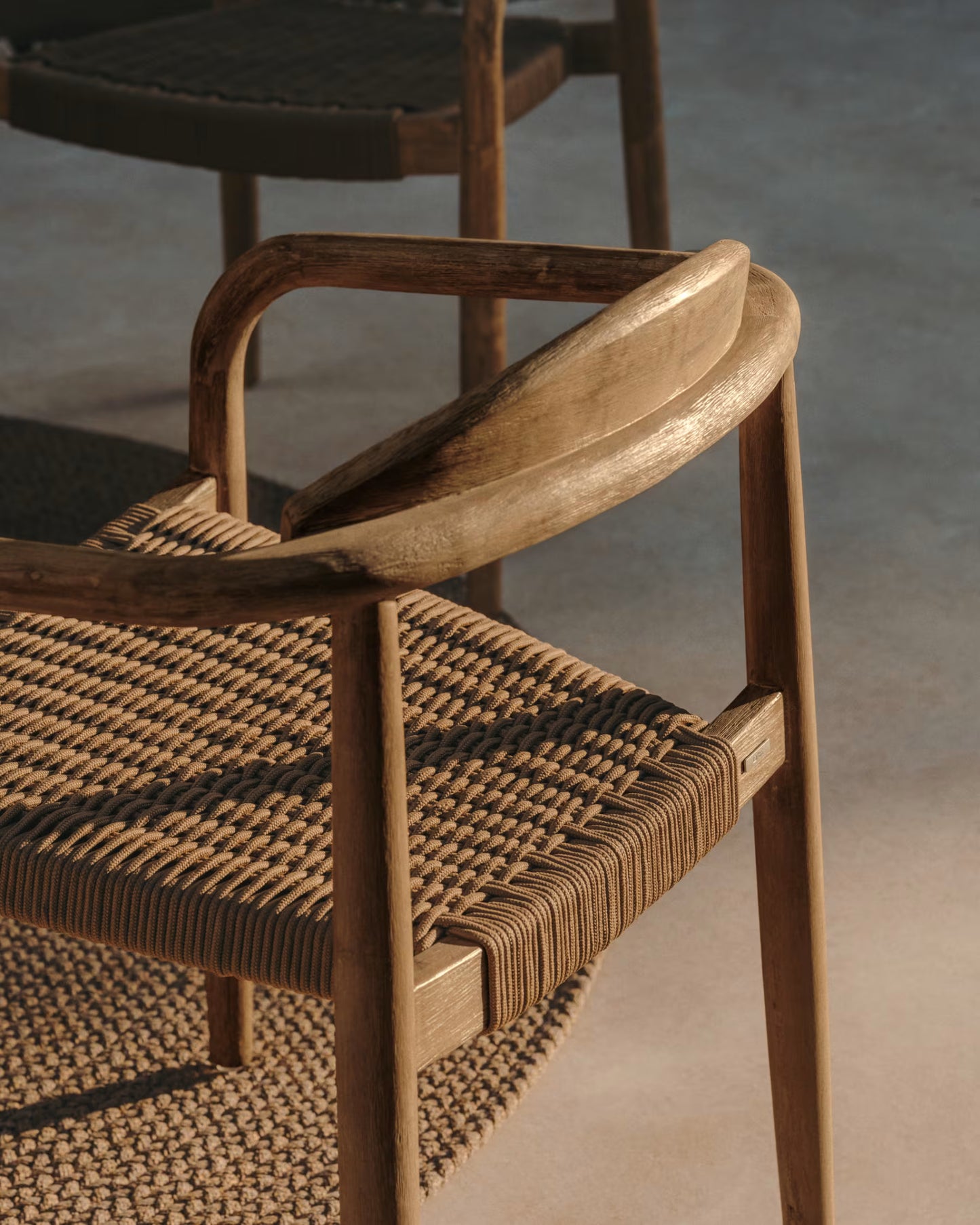 Kave Home Nina Stackable Chair in FSC 100% Solid Acacia Wood and Beige Rope Seat