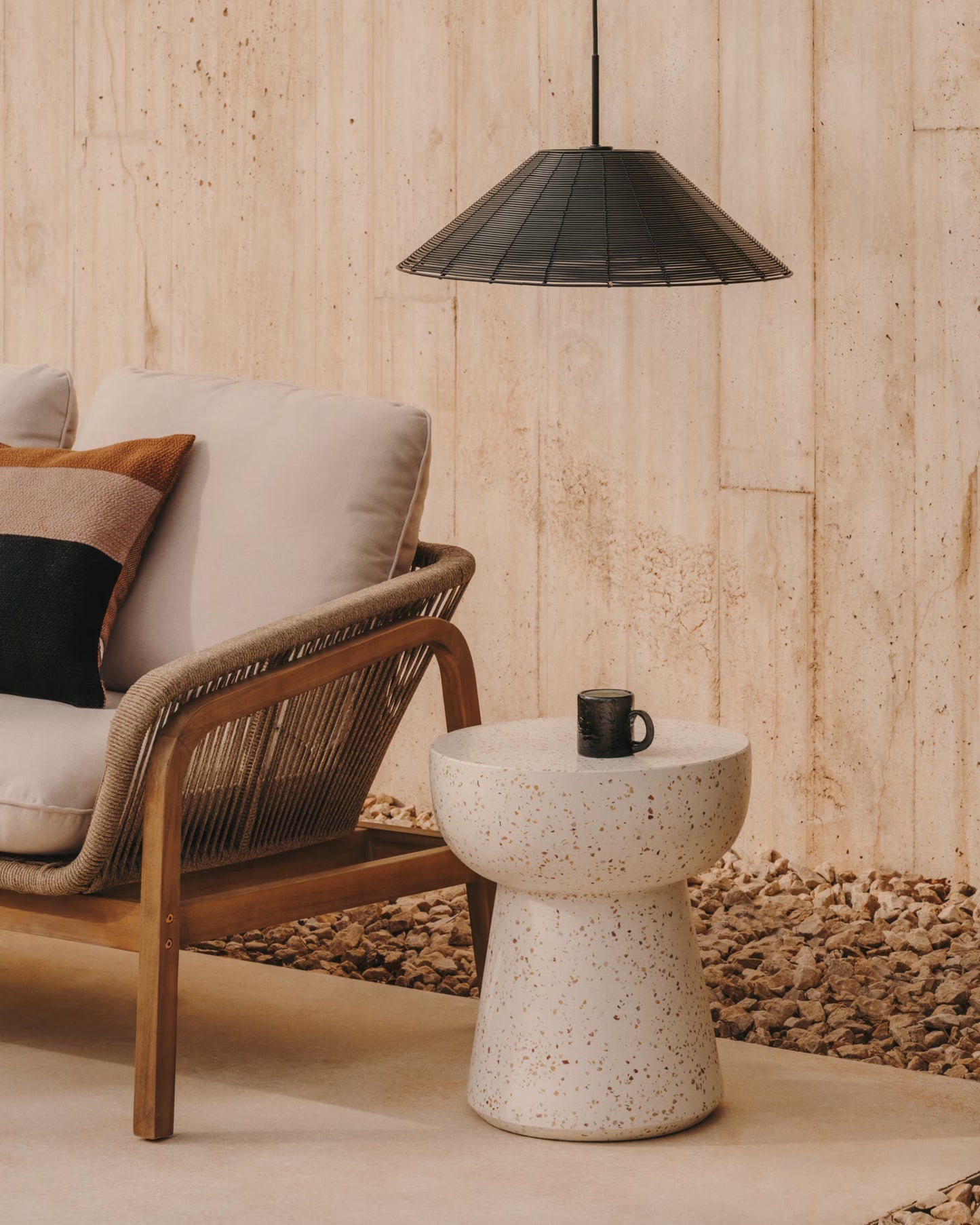 Kave Home Pada White Terrazzo Side Table, Ø 40 cm