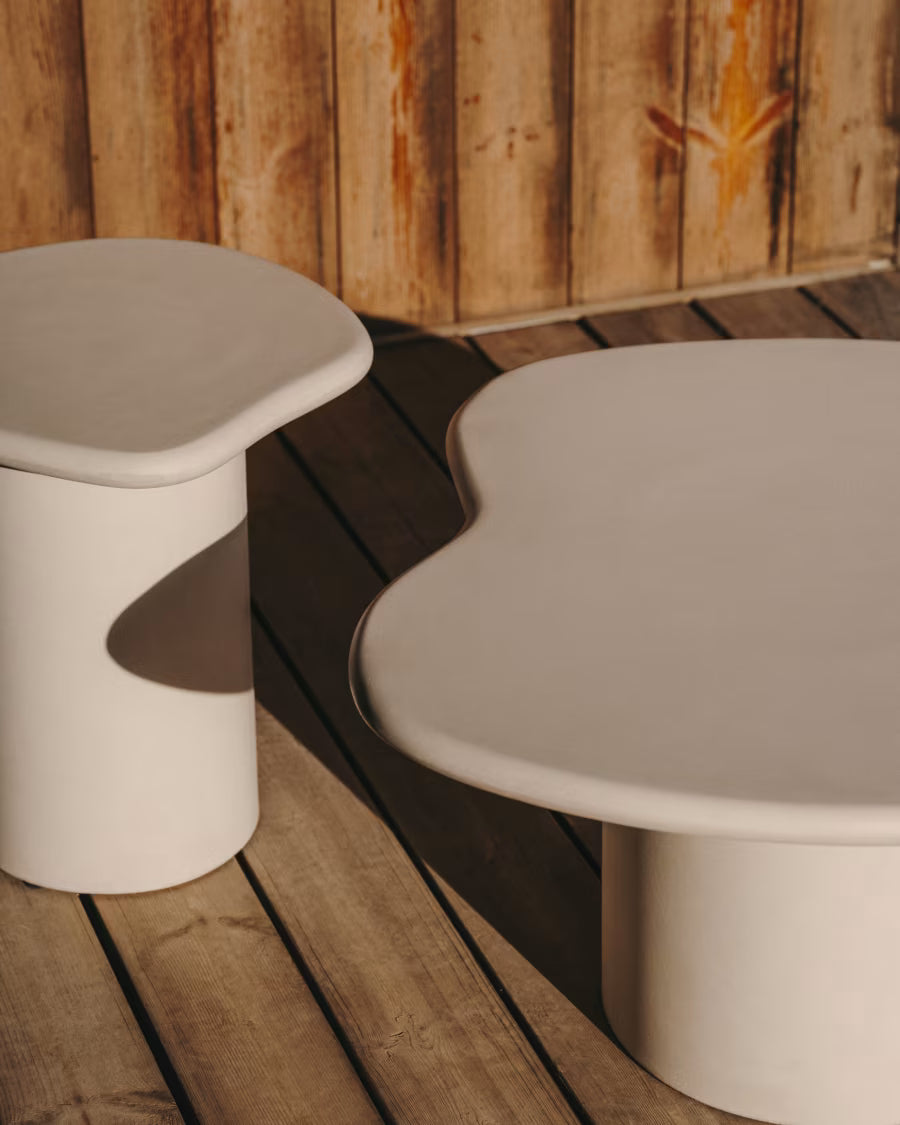 Kave Home Macarella White Cement Coffee Table, 83 x 77 cm