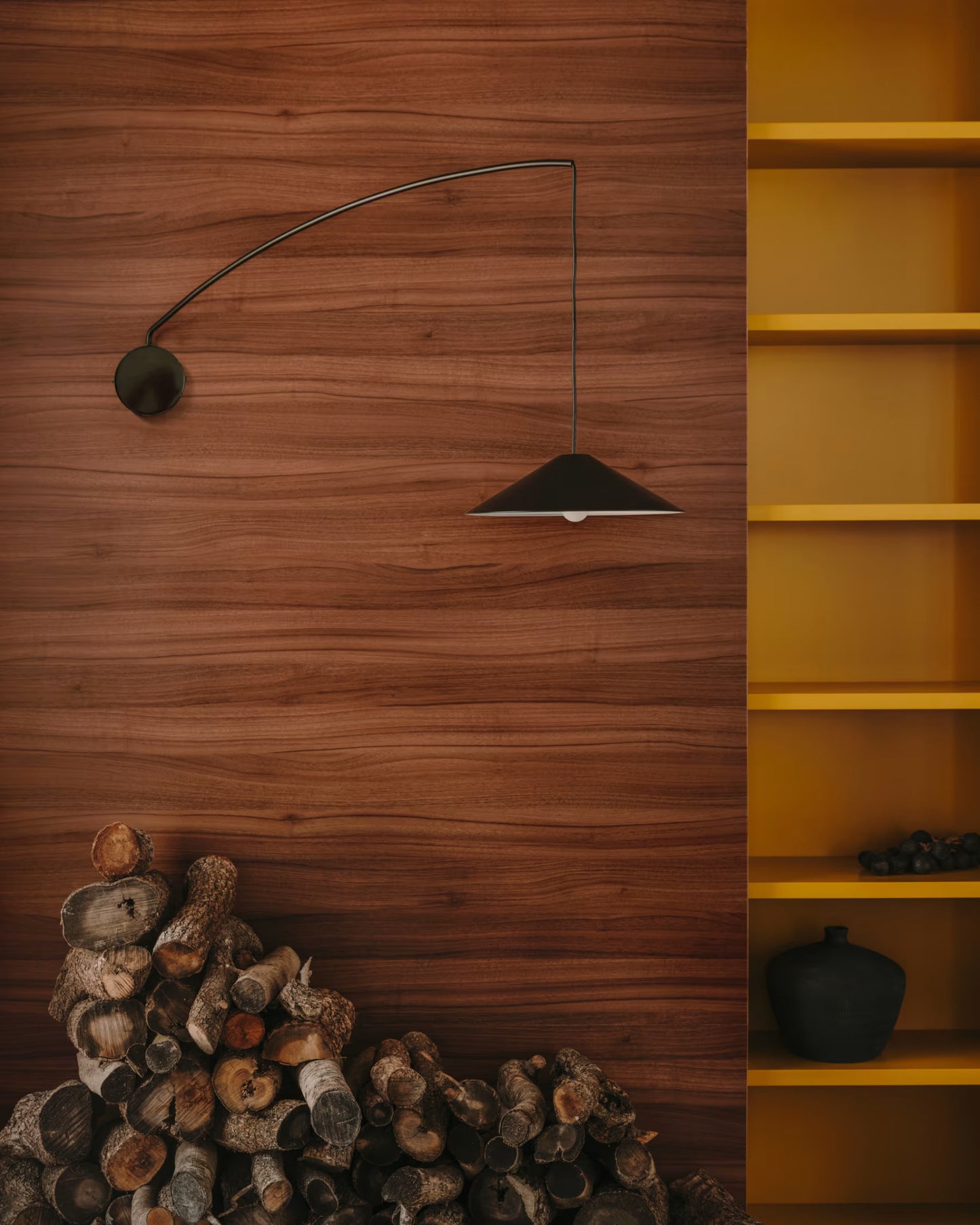 Kave Home Kally Wall Lamp in a Black Painted Finish UK Adapter