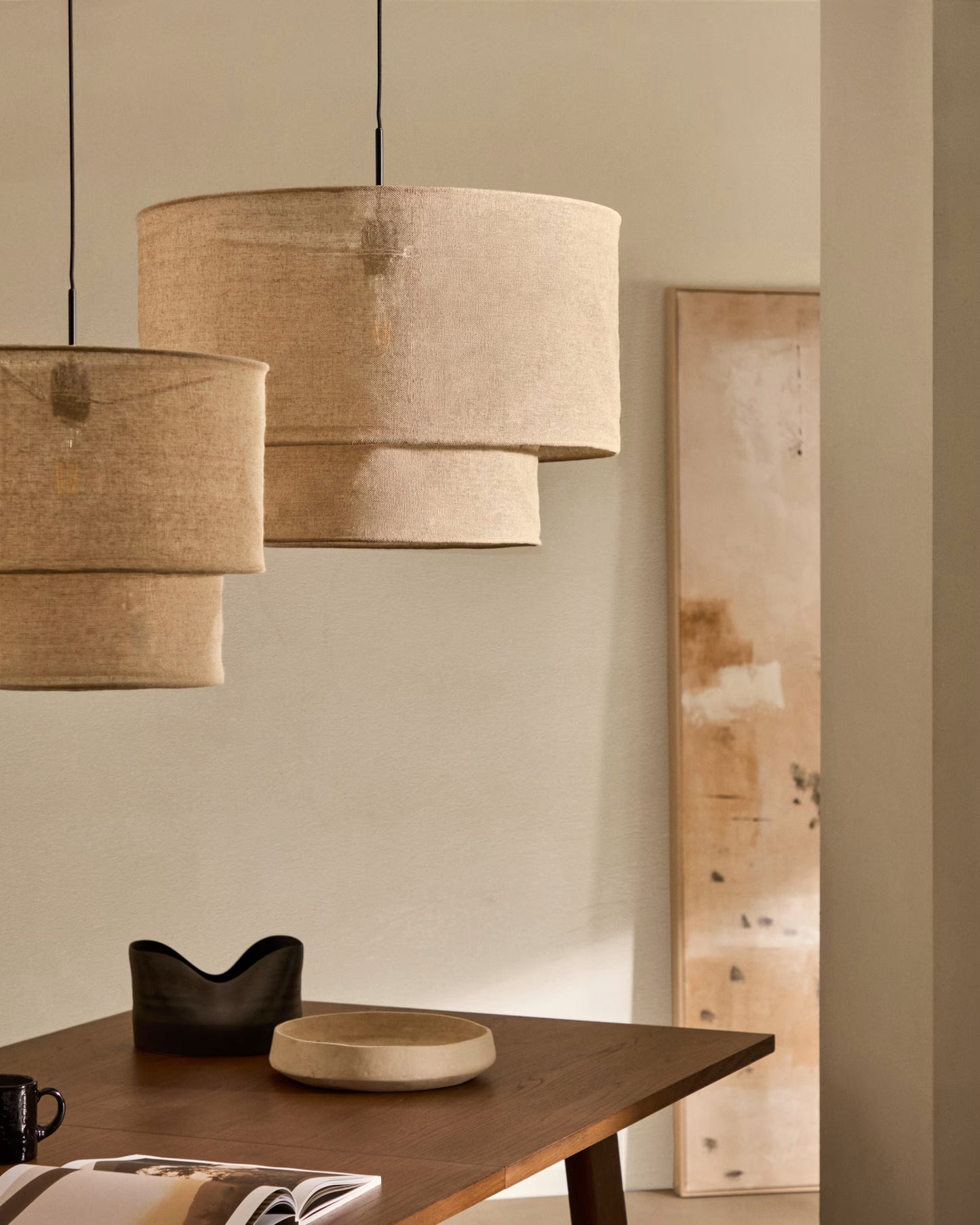 Kave Home Mariela Linen Ceiling Lamp Shade in a Beige Finish Ø 60 x 40 cm