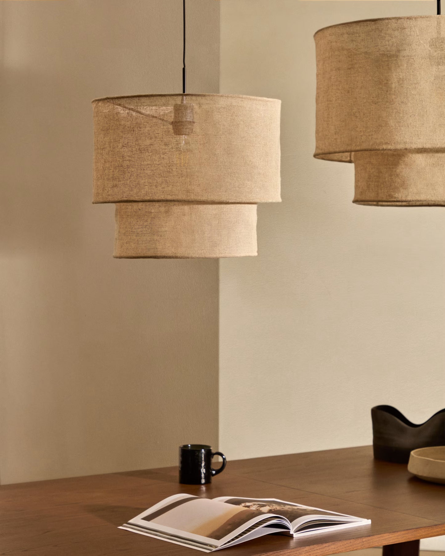 Kave Home Mariela Linen Ceiling Lamp Shade in a Beige Finish Ø 40 x 34 cm