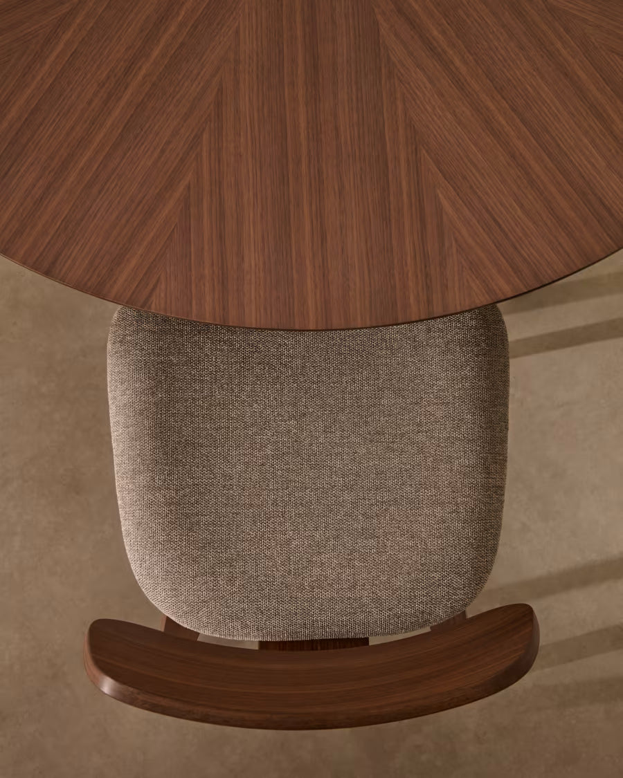 Kave Home Naanim Round Table in Walnut Veneer, Ø 100 cm