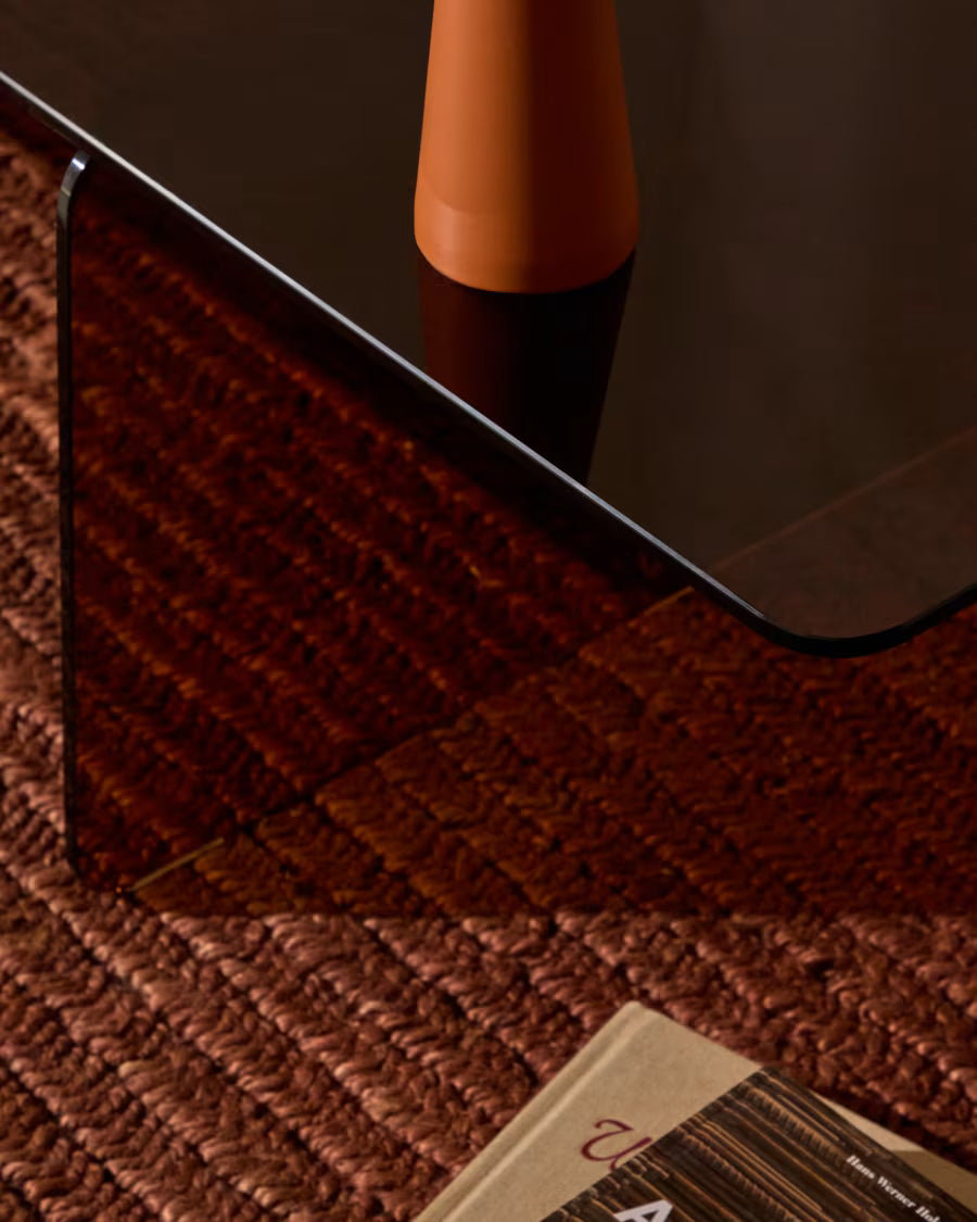 Kave Home Zaren Brown, Tempered-Glass Coffee Table, 120 x 60 cm