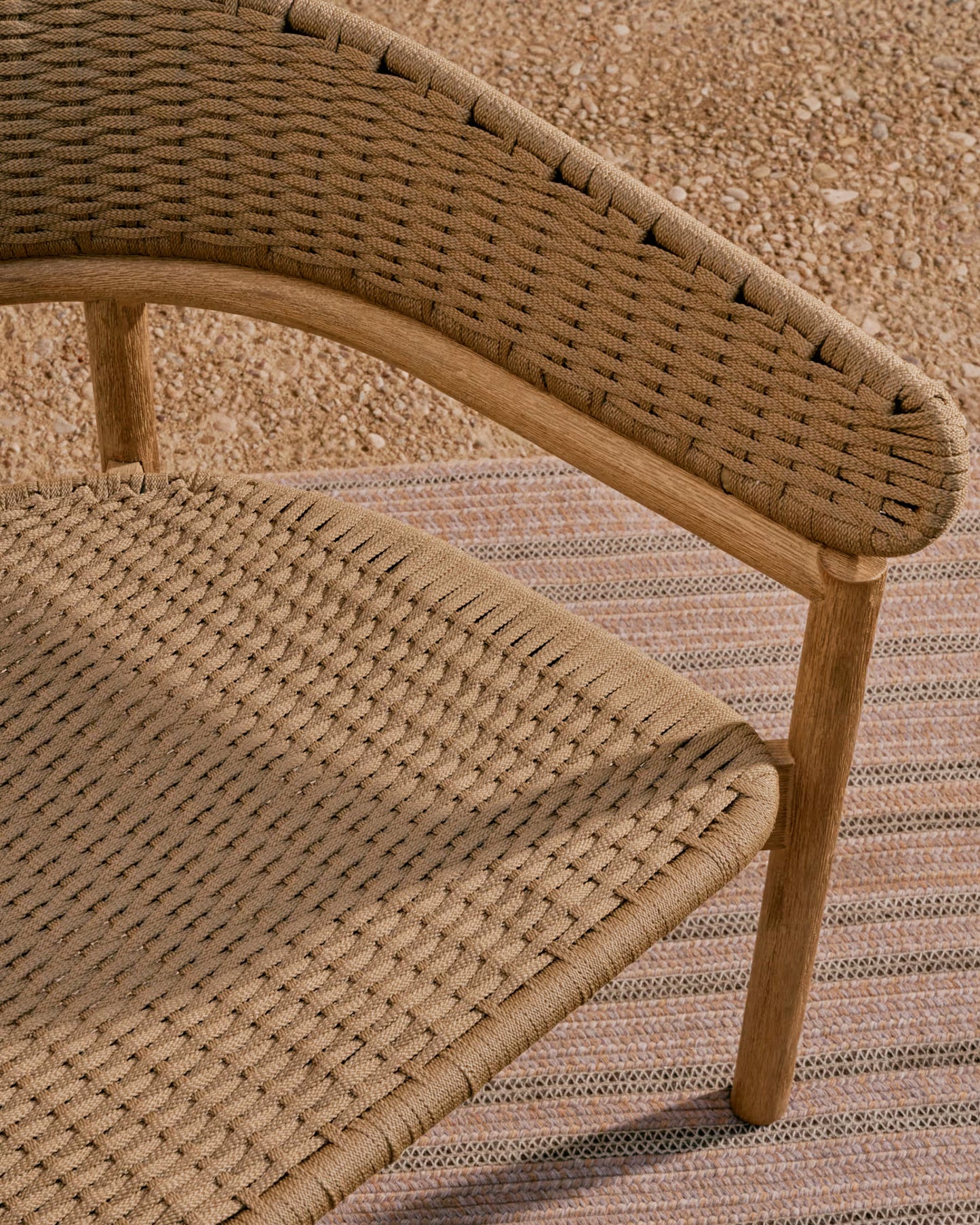 Kave Home Arinella 3-seater Sofa in FSC 100% Solid Acacia Wood with Natural Finish and Beige Rope Cord 167 cm