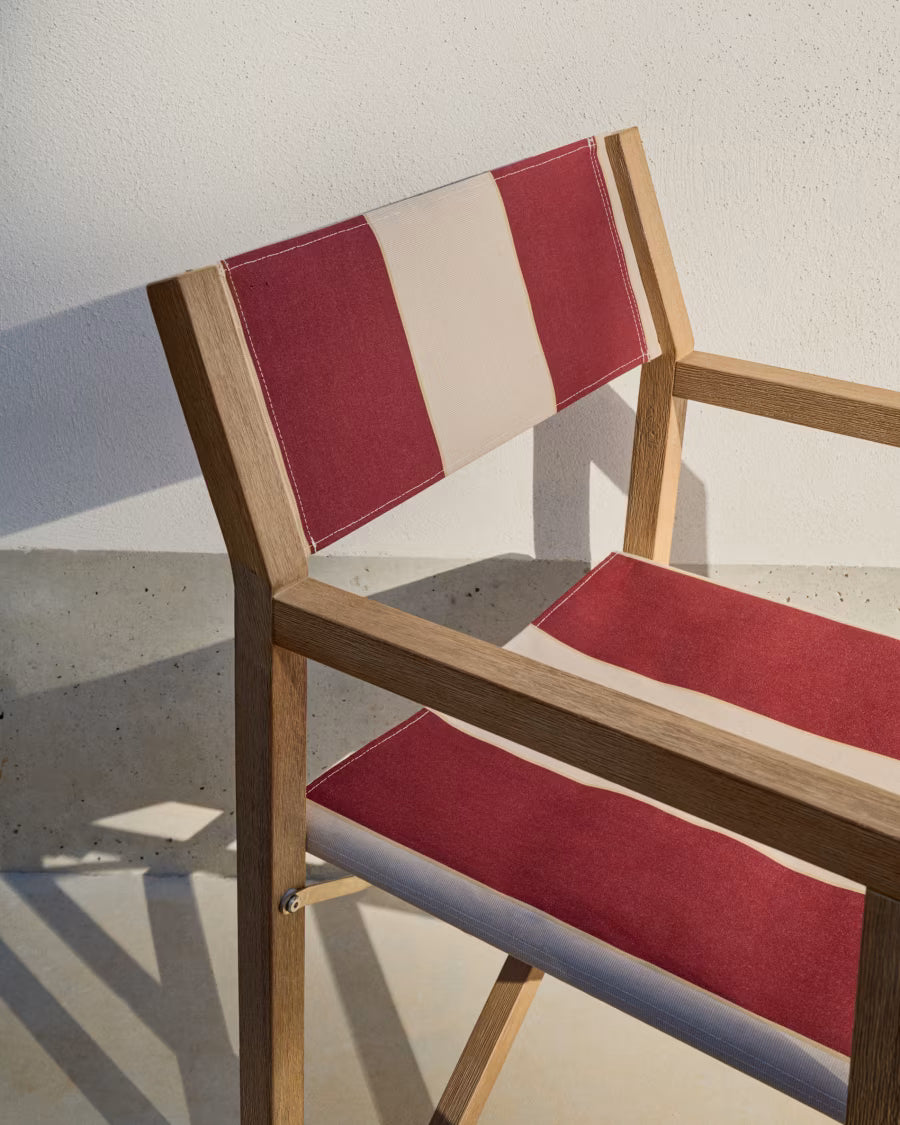 Kave Home Vilara Burgundy and Beige Striped Outdoor Folding Chair Set of 2 Made of FSC 100% Solid Acacia Wood (Copy)