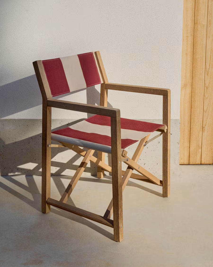 Kave Home Vilara Burgundy and Beige Striped Outdoor Folding Chair Set of 2 Made of FSC 100% Solid Acacia Wood (Copy)
