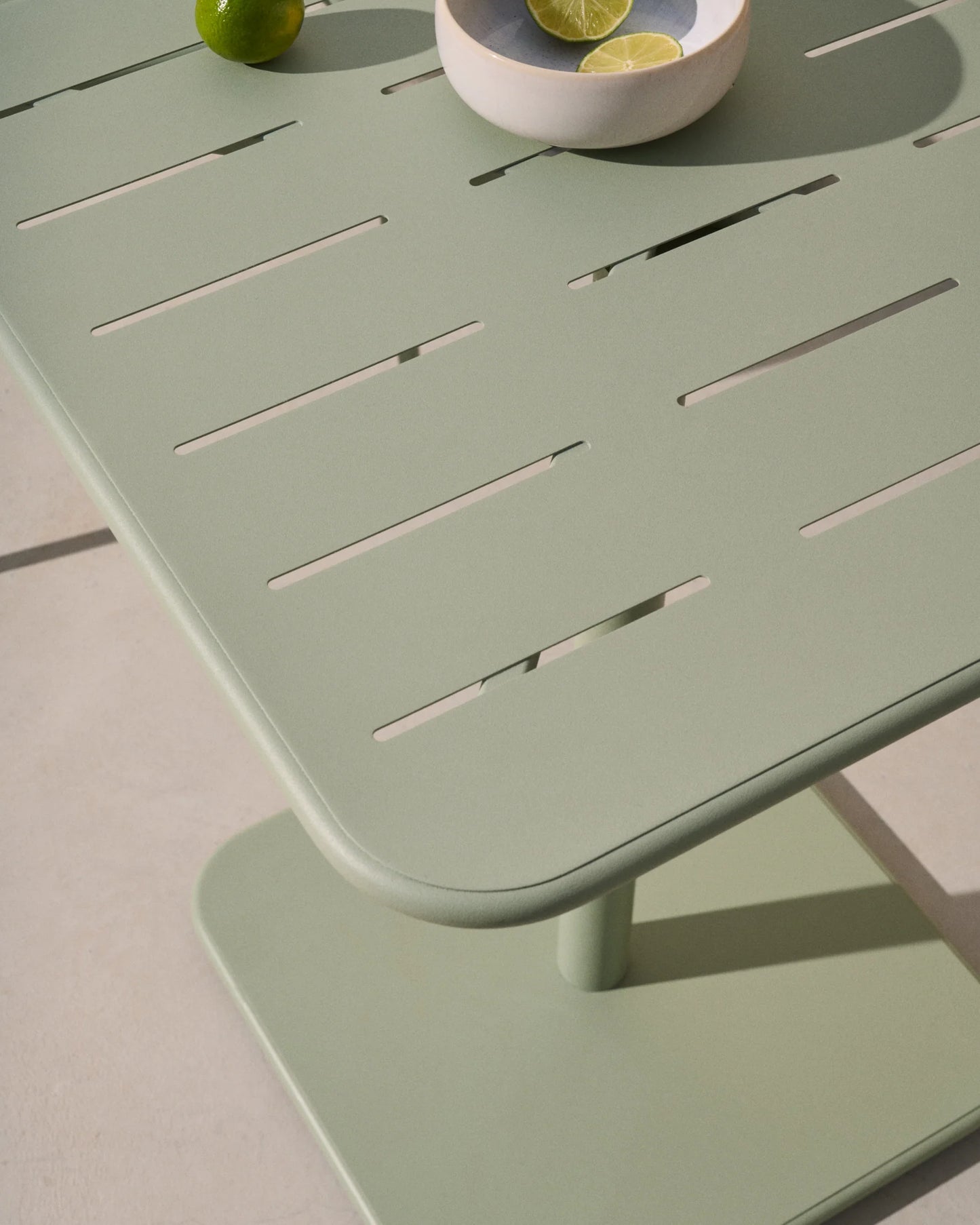 Kave Home Brai Outdoor Table in Turquoise Galvanised Steel 70 x 70cm