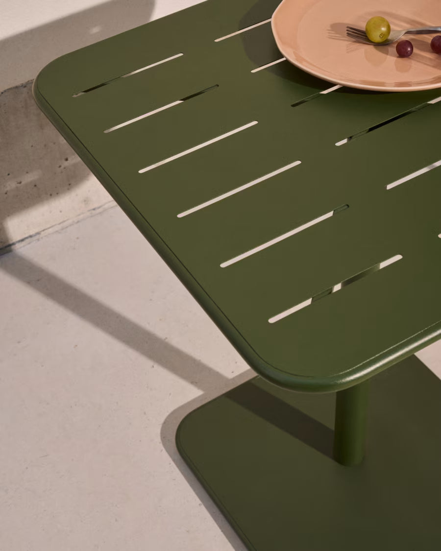 Kave Home Brai Outdoor Table in Green Galvanised Steel 70 x 70cm