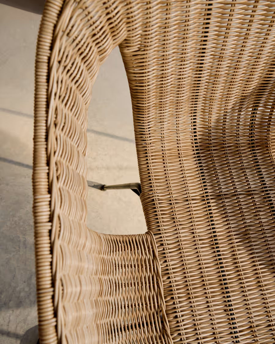 Kave Home Eltiera Stackable Chair in Synthetic Rattan with Black Steel Frame