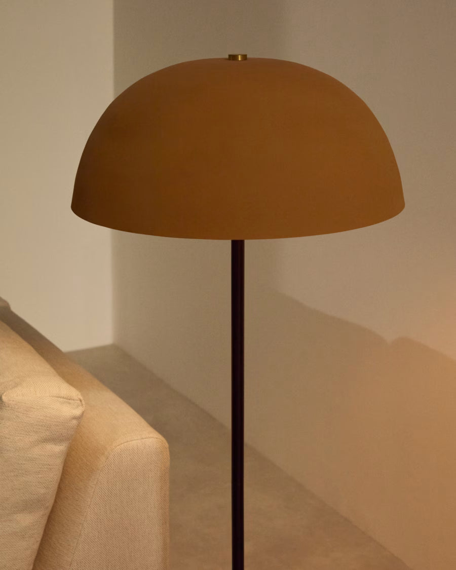 Kave Home Nibla Black Metal Floor Lamp with Terracotta Effect Shade