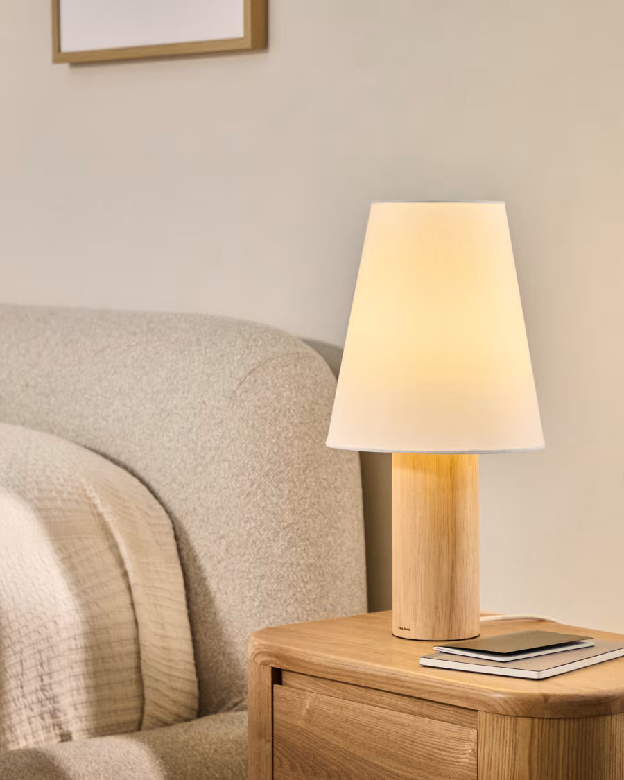 Kave Home Marga Table Lamp Made From Solid Rubber Wood with Natural Finish